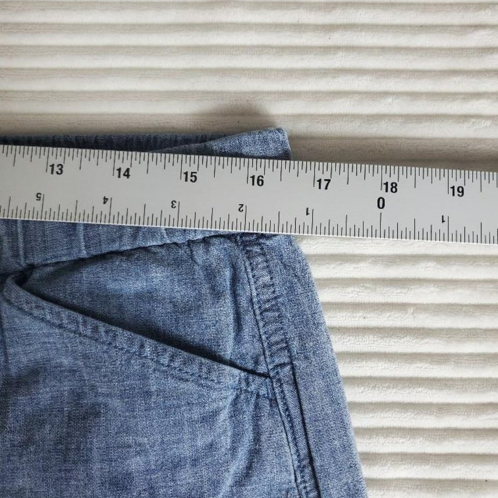 Lands End Pull On Ankle Pants Womens 12 Mid Rise Elastic Waist Chambray Pockets - Picture 8 of 11
